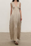 Mutedance 25 Spring/Summer Deep V-neck Pleated Dress MD-MD25SS24-BEIGE